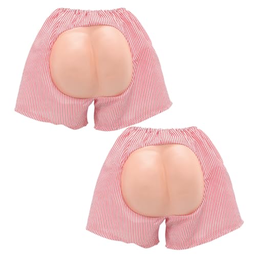 POPETPOP 2 Stück Lustige Fake Butt Shorts Exponierte Hintern Prank Requisiten für Karneval Partyaccessoires Scherzartikel Neuartige Herren Kostümhosen für Fasching Halloween von POPETPOP