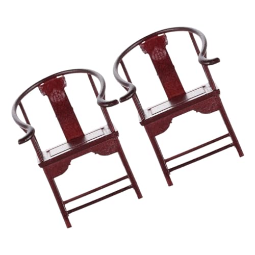 POPETPOP 2 Stück Mini Stuhl Modellmöbel Vintage Vintage Stuhl Modell Mini Esszimmerstuhl Puppenhaus Mini Stuhl Esszimmerstuhl Fasslehne Esszimmerstuhl Puppenhaus von POPETPOP