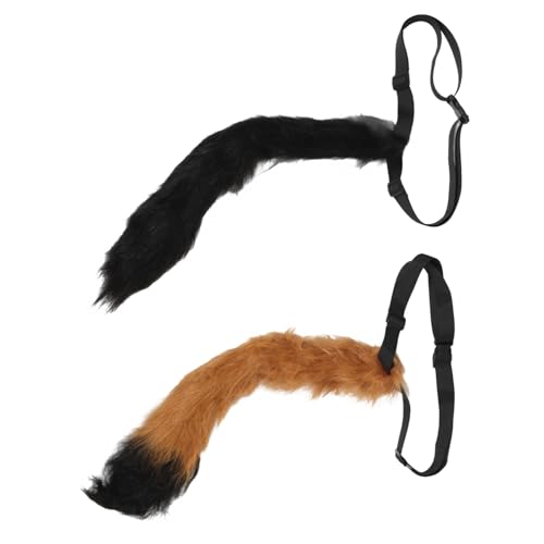 POPETPOP 2 Stück Plüsch Fuchsschwanz Cosplay Kostüm Teilig Verstellbar Leicht Fursuit Accessoire für Party Dress Up von POPETPOP