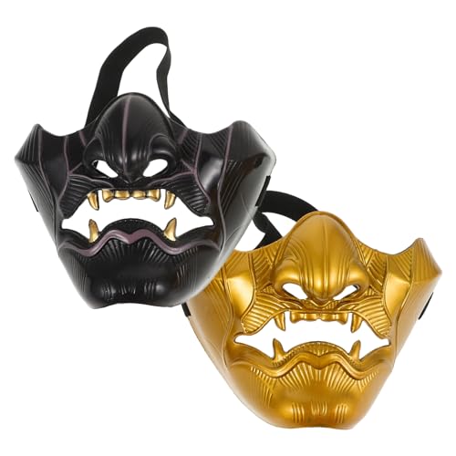 POPETPOP 2 Stück Teiliges Hannya Halbes Gesicht Maske Japanischer Stil Cosplay Horror Maske Halloween Party Kostüm Zubehör Atemaktiv und Für Fasching und Kostümball POPETPOP 2 Stück Teiliges Hannya Halbes Gesicht Maske Japanischer Stil Cosplay Horror Maske Halloween Party Kostüm Zubehör Atemaktiv und Für Fasching und Kostümball von POPETPOP