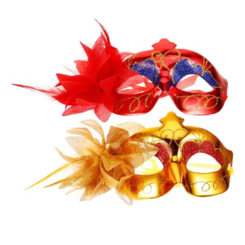 POPETPOP 2 Stück Venezianische Masquerade Halbgesichtsmaske mit Seitlicher Blumenverzierung Komfortabel Langlebig für Halloween Kostümparty Cosplay und Maskenball Verstellbar für POPETPOP 2 Stück Venezianische Masquerade Halbgesichtsmaske mit Seitlicher Blumenverzierung Komfortabel Langlebig für Halloween Kostümparty Cosplay und Maskenball Verstellbar für von POPETPOP