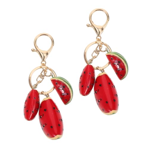 POPETPOP 2 Stück Wassermelonen-Schlüsselanhänger Wassermelonenzubehör süße Schlüsselanhänger für Frauen Wassermelonen-Ornamente kleiner Obst-Schlüsselanhänger Legierung von POPETPOP
