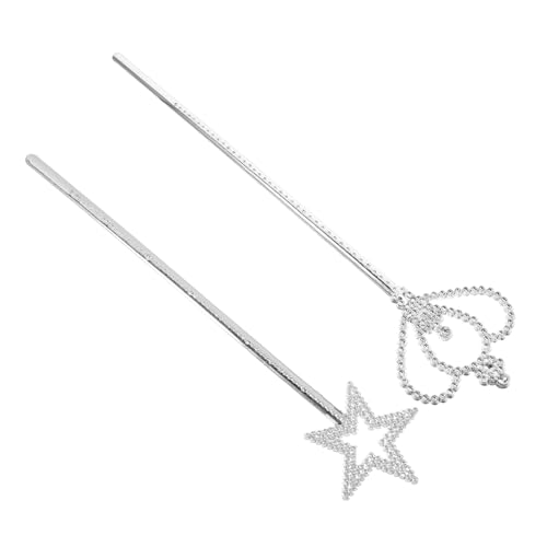 POPETPOP 2 Stücke Silber Überzogene Stern Stange Für Fee Zauberstab Prinzessin Metallic Sterne Glow Sticks Groß Abs von POPETPOP