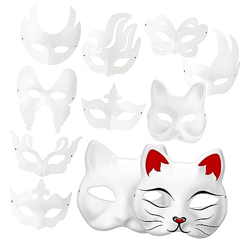 POPETPOP 20 Stück Teiliges DIY Papiermasken Unbemalt Leichte und Halloween Masken für Erwachsene als Partyzubehör und Cosplay Requisiten Vielseitig Bemalbar und Komfortabel zu Tragen von POPETPOP