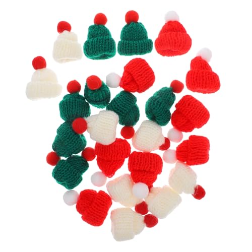 POPETPOP 24 Stück Teiliges Mini Wollmützen für DIY Bastelprojekte Bunte Miniatur Strickmützen Weihnachtliche Dekorationen Leicht Wiederverwendbar für Schmuck Geschenkanhänger und Handwerk von POPETPOP