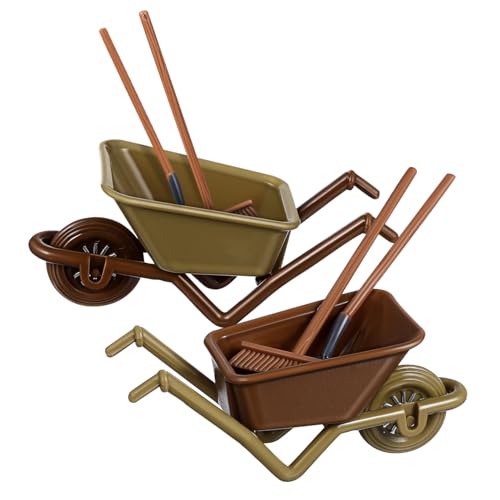 POPETPOP 2Sätze Gartenwerkzeug für Puppenhaus Teiliges Modell mit Schubkarre Besen und Kreative Dekoration für Mikrolandschaften und Mini Hausgestaltung von POPETPOP