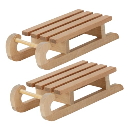POPETPOP 2Stücke Mini Schlitten Deko für Puppenhaus Weihnachts Szene Modell aus DIY Sleigh Zubehör für Hausdekoration Festliche Arrangements von POPETPOP
