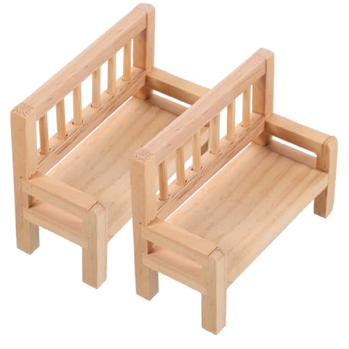 POPETPOP 2Stücke Miniaturbank aus Mini Möbel für Puppenhaus Mini Gartenbank für Hausdekoration Mikro Landschaft und DIY Projekte von POPETPOP
