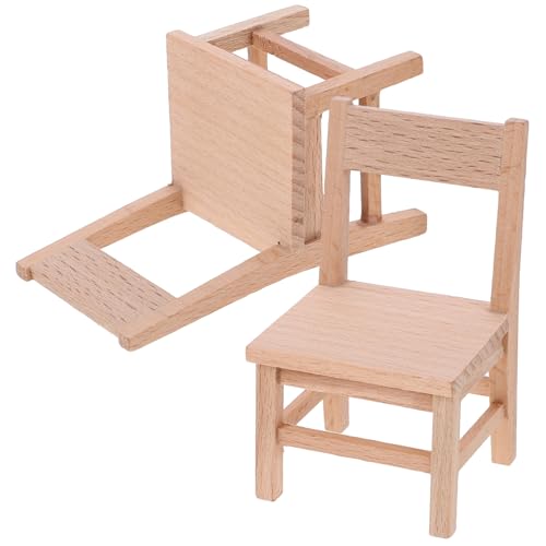 POPETPOP 2Stücke Miniaturstuhl aus Schöner Ministuhl für Puppenhaus Zubehör für Szenen und Kreative Bastelprojekte Original Holzfarbe POPETPOP 2Stücke Miniaturstuhl aus Schöner Ministuhl für Puppenhaus Zubehör für Szenen und Kreative Bastelprojekte Original Holzfarbe von POPETPOP