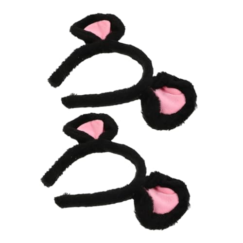POPETPOP 2Stücke Plüsch Mausohren Stirnband für Cosplay und Partys Bequeme Kostüm Kopfbedeckung für Erwachsene und Süße Cartoon Tierfassebänder für Halloween und Karneval von POPETPOP