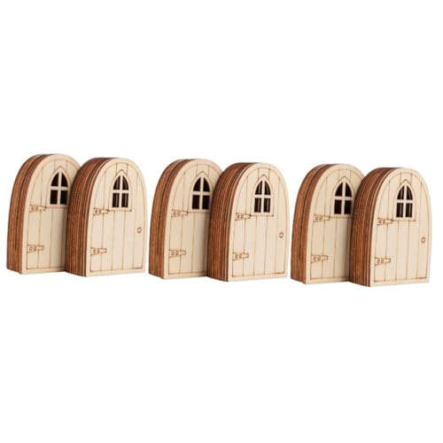 POPETPOP 3 Sätze Dekoratives Modell Mini-puppenhaustür Miniaturen Feenhaustüren Dekoration Ornament Klein Outdoor- Puppenhausfenster Feentüren Winzig Khaki Bambus 20 Stück * 3 von POPETPOP