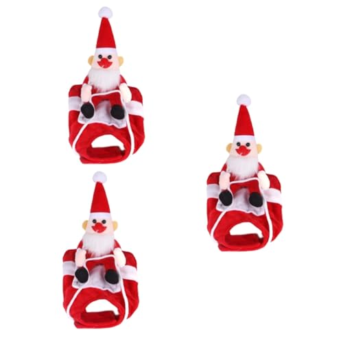 POPETPOP 3 Stk Weihnachtsreiten Transformation Kostüm Haustier Party Kostüm cospaly Weihnachtshund Weihnachtshündchen Weihnachtsmann-Kostüm kleidung Weihnachtsmann-Hund-Katze-Kostüm rot von POPETPOP
