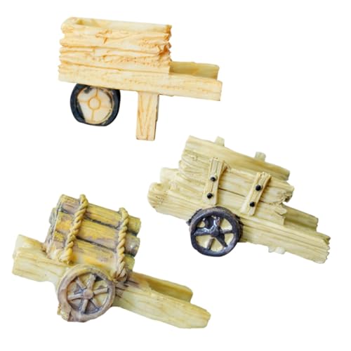 POPETPOP 3 Stück Micro-Landscape-Schubkarre Weihnachtsschmuck Weihnachtsdekorationen für den Garten Gartenwagen für den Außenbereich Pflanzenwagen für draußen Harz von POPETPOP