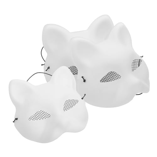 POPETPOP 3 Stück Teiliges DIY Katzenmaske Weiß PVC Blanko Maske zum Bemalen Handbemalt Fuchs Halbgesichts Masquerade Maske für Party Cosplay Kunst und Festlichkeiten POPETPOP 3 Stück Teiliges DIY Katzenmaske Weiß PVC Blanko Maske zum Bemalen Handbemalt Fuchs Halbgesichts Masquerade Maske für Party Cosplay Kunst und Festlichkeiten von POPETPOP