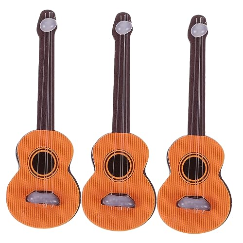 POPETPOP 3 Stück Teiliges Miniatur Gitarren Holzoptik Realistische Puppenhaus Musikinstrumente Mini Gitarren Modelle zur Dekorativen Raumgestaltung von POPETPOP