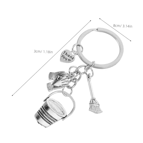 POPETPOP 3 Stück Teiliges Thank You Schlüsselanhänger mit Metall Eimer Besen und Handschuh Charm Praktische Geschenkidee für Reinigungskräfte Stilvolle Alltagsnutzung Ausdrücken von POPETPOP