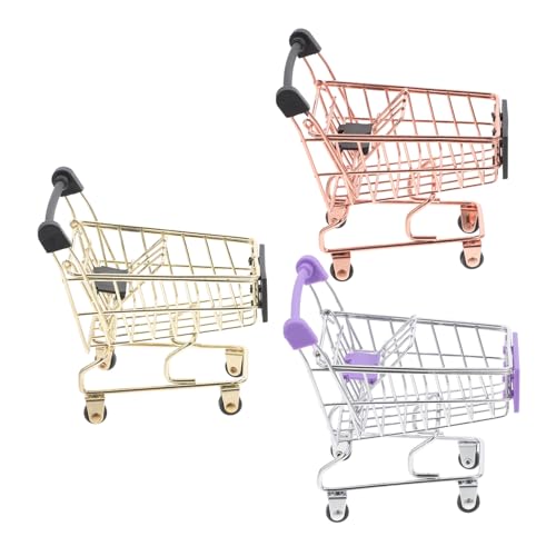 POPETPOP 3 Teiliges Desktop Aufbewahrungsornament Einkaufswagen Für Trolley Modell Organisieren Mädchenspielzeug Kleinkinder Modell Einkaufen Kleinkindspielzeug Kinderspielzeug von POPETPOP