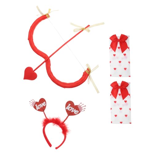 POPETPOP 3-Teiliges Set -Spielset herz stirnband valentinstag Mini- -Kostüm-Requisite Valentinskopf bopper Valentinstag-Cosplay Kopfbedeckung Amorspielzeug Herz Kostüm Nylon rot von POPETPOP