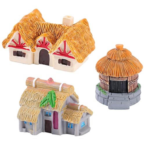 POPETPOP 3-teiliges Miniatur-harzhaus: Kleines Cottage Im Retro-Stil Für -gartenzubehör – Puppenhaus-Dekoration, Harzhüttenmodell Für Sandtisch Und Feengarten POPETPOP 3-teiliges Miniatur-harzhaus: Kleines Cottage Im Retro-Stil Für -gartenzubehör – Puppenhaus-Dekoration, Harzhüttenmodell Für Sandtisch Und Feengarten von POPETPOP