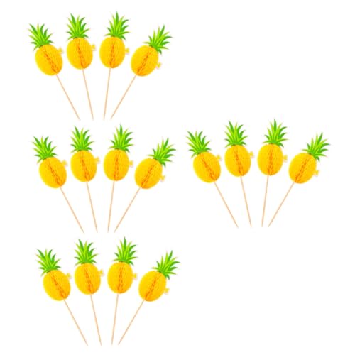 POPETPOP 30 Stück Kuchendekorationseinsatz Tortenverzierung Zum Geburtstag Golden Kuchendeckel Flamingo Partydekorationen Tiki Flamingos 3d-flamingo-topper Blume Yellow Holz von POPETPOP