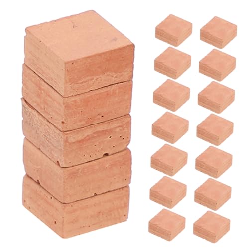 POPETPOP 30 Stück Miniatur-Essens- und Spielzeugszenen Miniaturbausteine Ziegelhandwerk Mauerziegelmodell Projekt Ziegel Miniatur-Ziegelmasse Mini-Steine Ton Light Brown von POPETPOP