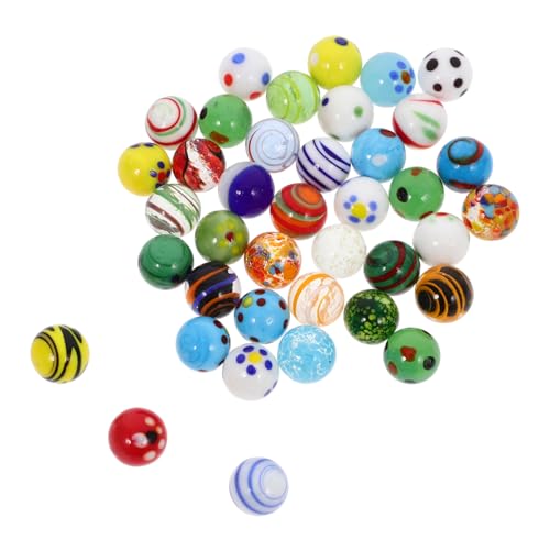 POPETPOP 38 Stück Teiliges Glasmurmeln Bunte Spielmurmeln aus Robustem für Murmelbahn Dekoration und Vielseitig Einsetzbar als oder Aquariumdeko von POPETPOP