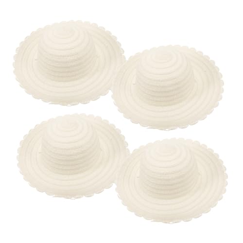 POPETPOP 4 Stück DIY Strohhüte für Bemalen Große Unvollendete Bastelhüte aus Stroh Vielseitige Bastelmaterialien Kreative Malhüte für Mädchen Dekorative DIY Hutsets von POPETPOP