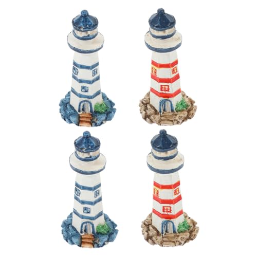 POPETPOP 4 Stück Miniatur Leuchtfeuer Kompakte Leuchtturmmodelle Seeleuchtturmmodell Puppenhaus Leuchttürme Miniatur Leuchtturmmodelle Leuchtturmskulpturen Mini Leuchtturmstatue Aus von POPETPOP
