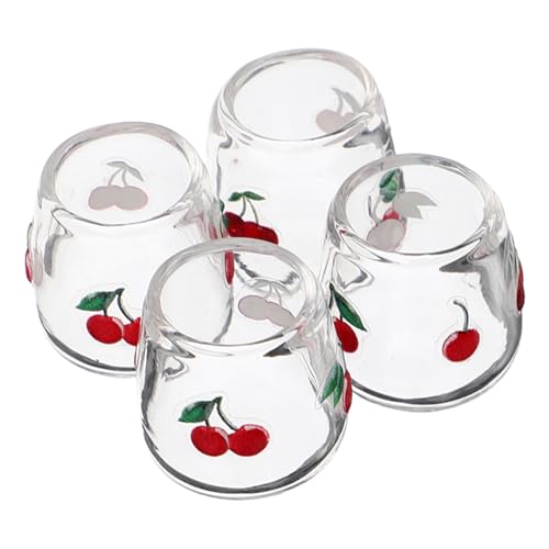 POPETPOP 4 Stück Miniatur-trinkgläser, Puppenhaus, Mini-glasbecher, Süße Kleine Tassen, Becher Für Puppenhaus-küchengeschirr-zubehör von POPETPOP