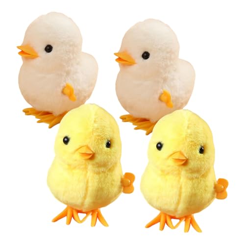 POPETPOP 4 Stück Teiliges Aufziehspielzeug Hühner und Enten Plüschspielzeug Bunte Mechanische Tiere Geschenkfüllung für Lernspielzeug ohne Batterie von POPETPOP