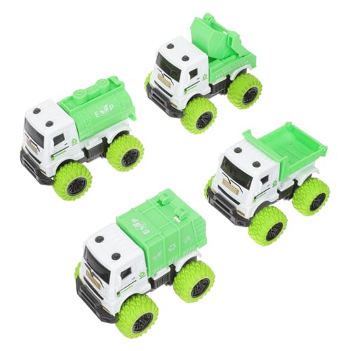 POPETPOP 4 Stück Teiliges Friktions Müllwagen für Robustes Sanitation Truck Modell Farbenfrohes Friktionsauto für Kleinkinder Fördert Kreativität und Hand Augen Koordination von POPETPOP