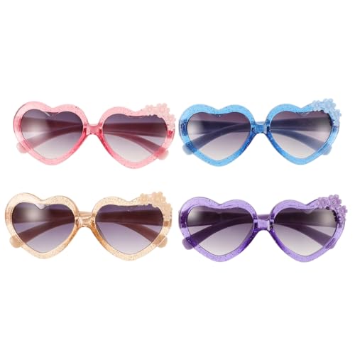 POPETPOP 4 Stück Teiliges Herzförmige Partybrillen Bunte Transparente Sonnenbrillen für Karneval Geburtstag Kostümparty Lustige Fashion Eyeglasses für Mädchen und Jungen von POPETPOP