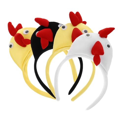 POPETPOP 4 Stück Teiliges Huhn Stirnband Set Tierohren Kopfband Erwachsene Komfortabel Stoff Halloween Jungelparty Karneval Kostüm Zubehör von POPETPOP