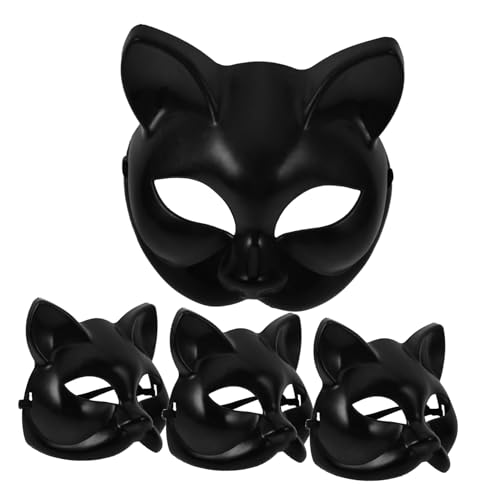 POPETPOP 4 Stück Teiliges Schwarze Katzenmaske aus Kunststoff DIY Bemalbare Maske ohne Leichtes Zellstoffmaterial für Halloween Kostümpartys Karneval und Maskenbälle Unisex für Damen und POPETPOP 4 Stück Teiliges Schwarze Katzenmaske aus Kunststoff DIY Bemalbare Maske ohne Leichtes Zellstoffmaterial für Halloween Kostümpartys Karneval und Maskenbälle Unisex für Damen und von POPETPOP