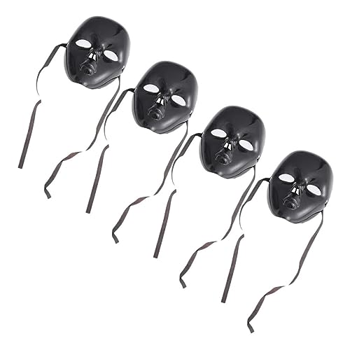 POPETPOP 4 Stück Teiliges Schwarzes Venezianisches Halloween Kostüm Full Face Plastik Masquerade Maske mit Elastischem Band für Erwachsene und Jugendliche für Cosplay Maskenball und Party POPETPOP 4 Stück Teiliges Schwarzes Venezianisches Halloween Kostüm Full Face Plastik Masquerade Maske mit Elastischem Band für Erwachsene und Jugendliche für Cosplay Maskenball und Party von POPETPOP