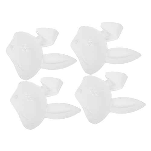 POPETPOP 4 Stück Teiliges Unbemalte Cosplay Tiermasken aus Robustem PVC Matte Weiße Hasenmaske für Frauen Leichte Faschingsmasken zum Bemalen für Karneval Halloween und DIY Kostüme von POPETPOP