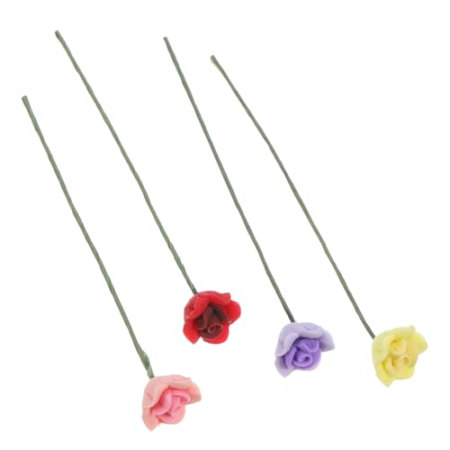 POPETPOP 4Stücke Mini Rosen Kunstblumen für Puppenhaus Dekoration für Mikro Landschaften Langlebig und Detailgetreu Mini Hausdeko aus Robustem Harz und Eisendraht POPETPOP 4Stücke Mini Rosen Kunstblumen für Puppenhaus Dekoration für Mikro Landschaften Langlebig und Detailgetreu Mini Hausdeko aus Robustem Harz und Eisendraht von POPETPOP