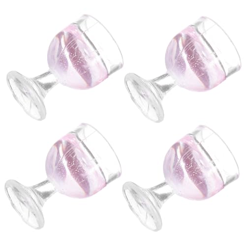 POPETPOP 4Stücke Mini Weingläser für Puppenhaus Teiliges Set aus Harz für Puppenstubenzubehör Fantasievolles und Kreative Dekoration Jede Puppenhausszene von POPETPOP