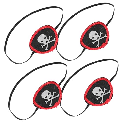 POPETPOP 4Stücke Piraten Augenklappen mit Paillettenrand Elastisches Stirnband für Erwachsene Zubehör für Halloween Karneval Piratenpartys Rollenspiele von POPETPOP