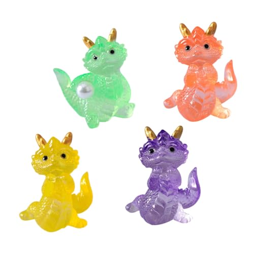 POPETPOP 4Stücke Teiliges Mini Drachenfiguren für Garten Dekoration Halbdurchsichtig für Miniaturgärten und Puppenhäuser Niedliche Ornamente von POPETPOP