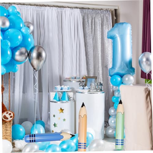 POPETPOP 5 Stück Aufblasbare Jumbo Buntstifte Große PVC Bleistiftspielzeuge in Grün Rot Gelb Blau Orange Riesige Partydeko für Kindergeburtstag Schulanfang Abschlussfeier von POPETPOP