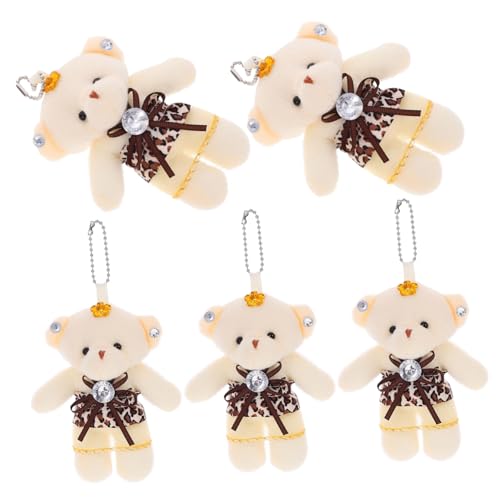 POPETPOP 5 Stück Hochzeitsbär- Winziges Bärendekor Cartoon-bär Kleine Bärenspielzeuge Bär Puppe Bärenpuppe Mini Tragbare Bärenfiguren Dark Brown Stoff von POPETPOP