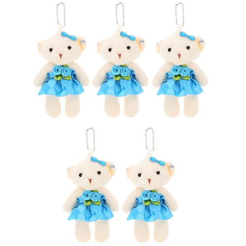 POPETPOP 5 Stück Hochzeitsbär- kleine Bärenspielzeuge Schlüsselanhänger mit ausgestopften Bären kleines Bärenspielzeug kleine Bären aufhängen Plüsch Blue von POPETPOP