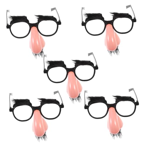 POPETPOP 5 Stück Lustige Partybrille mit Großer Nase und Schwarzem Bart Teiliges aus Langlebigem Kunststoff Witzige Kostümaccessoires für Fasching Halloween und Karneval von POPETPOP