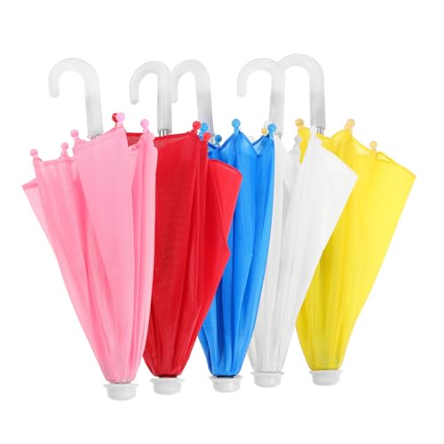 POPETPOP 5 Stück Mini-Regenschirm winzig Regenschirm für Regen klein Puppe Miniatur Regenschirm Dekorationen Mini-Deko-Regenschirm dekorativer Minischirm Regenschirm zur Dekoration Stoff von POPETPOP