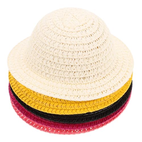 POPETPOP 5 Stück Mini-strickmützen Für Puppen, Miniatur, Handgewebte Strohhüte Aus Imitation, Foto-Requisiten Für Sommer, Puppenhaus-zubehör, DIY-bastel- Und Kleidungsstück-Dekorationen von POPETPOP