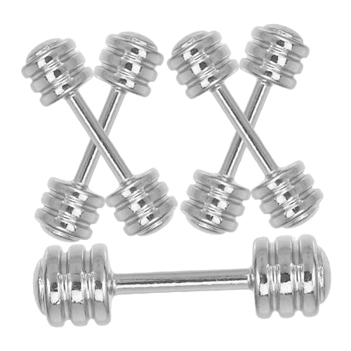 POPETPOP 5 Stück Puppenhaus-Fitnessstudio-Modell Mini winzig Arbeiten stumm Party Stütze Puppenhausbauzubehör Ausrüstung Spielzeughantel Rostfreier Stahl Silver von POPETPOP