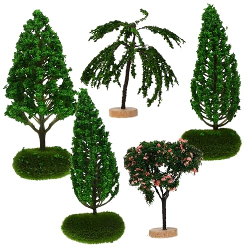 POPETPOP 5 Stück Teiliges Miniatur Baumfiguren Lebendige Dekorative Landschaftsbäume für Modellbau und Tischdekoration Realistisch Gestaltete Miniatur Pflanzen für Garten und von POPETPOP