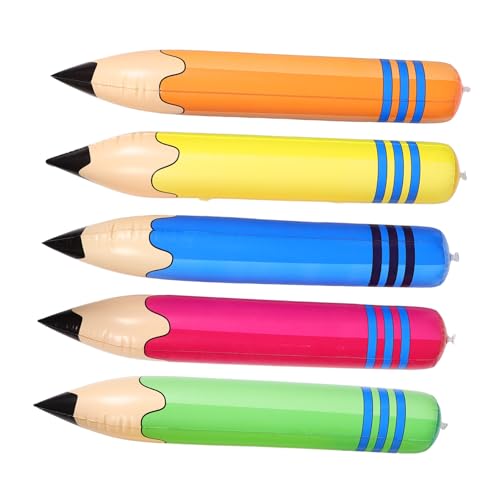 POPETPOP 5 Stück aufblasbares Bleistiftspielzeug großer Bleistiftballon Fun School Event Requisiten Bleistiftverzierungen Bleistift aufblasen Schulpartydekorationen PVC von POPETPOP