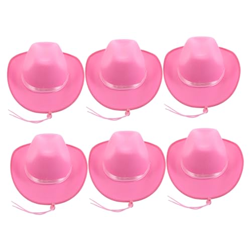 POPETPOP 6 Rosa Cowboyhüte: Junggesellenabschiedszubehör – Stylischer Westernhut Für Mädchen – Kopfbedeckung Für Western-mottopartys – Schöne Cowboykappe POPETPOP 6 Rosa Cowboyhüte: Junggesellenabschiedszubehör – Stylischer Westernhut Für Mädchen – Kopfbedeckung Für Western-mottopartys – Schöne Cowboykappe von POPETPOP